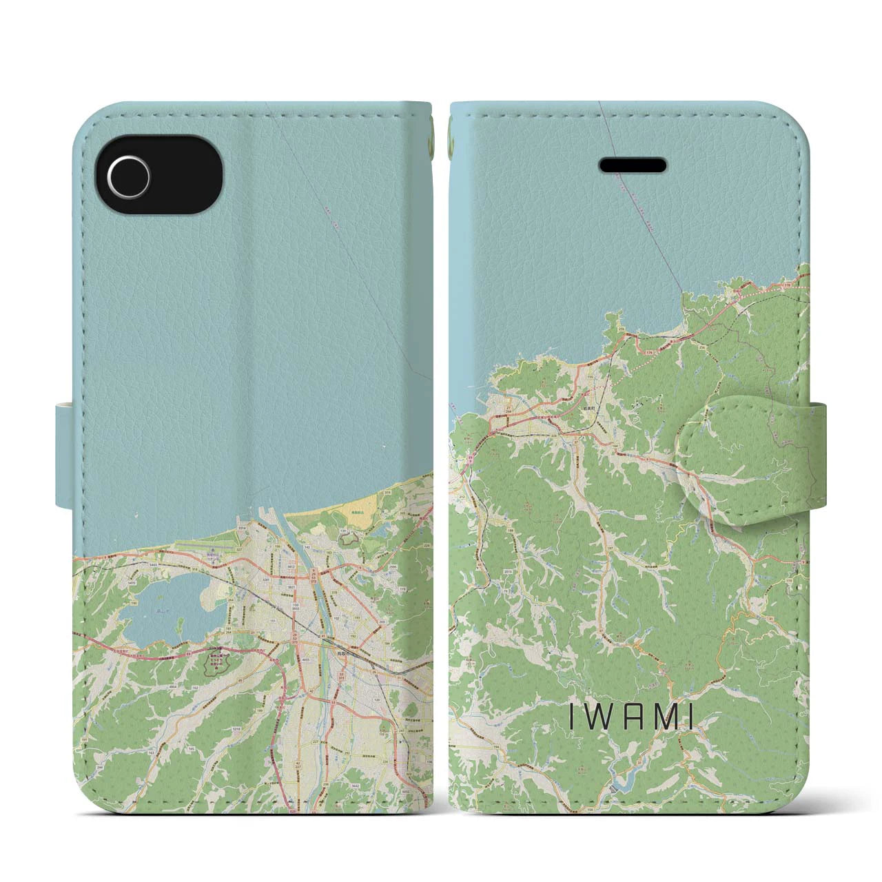 【岩美(鳥取県)】地図柄iPhoneケース(手帳タイプ)ナチュラル・iPhone SE(第3 / 第2世代) / 8 / 7 / 6s / 6 用