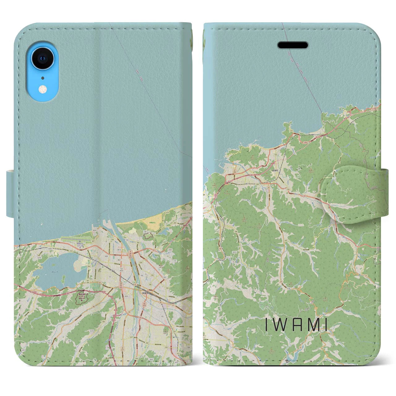 【岩美(鳥取県)】地図柄iPhoneケース(手帳タイプ)ナチュラル・iPhone XR 用