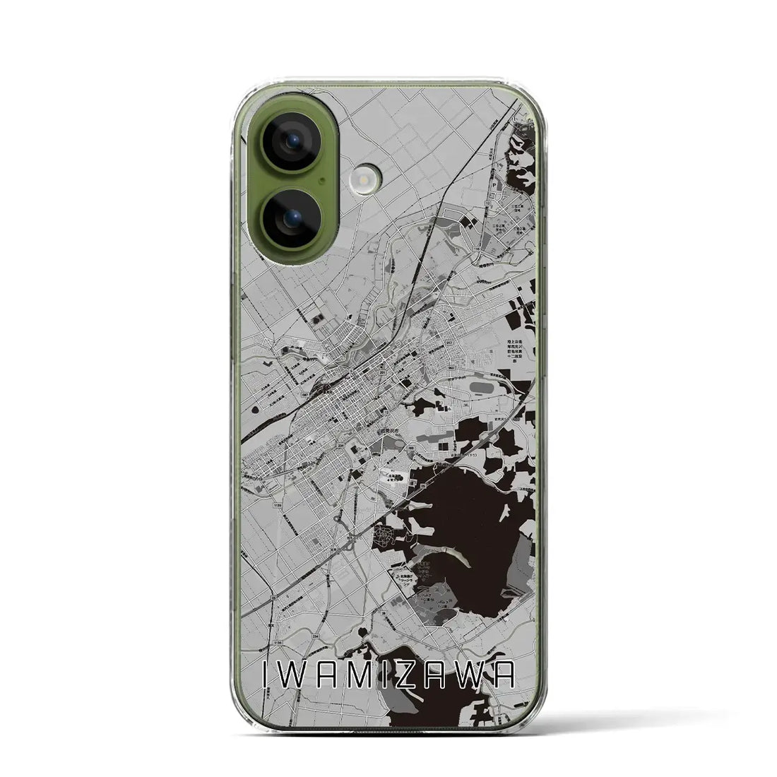 【岩見沢(北海道)】地図柄iPhoneケース(クリアタイプ)モノトーン・iPhone 17 Pro Max 用