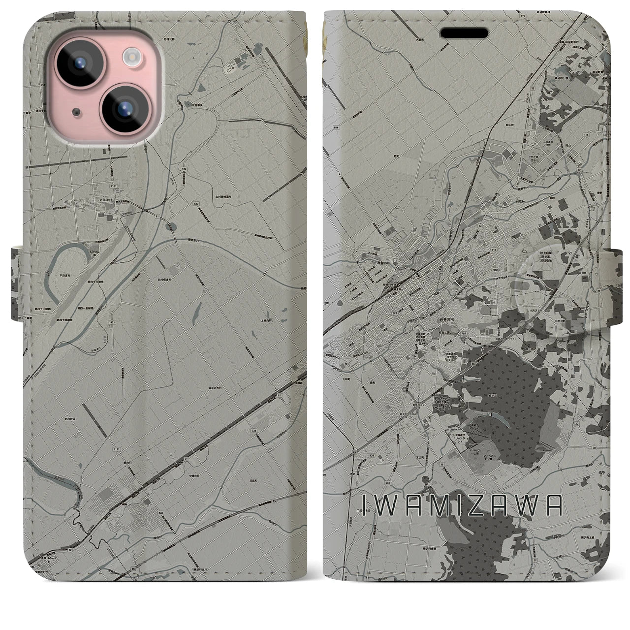 【岩見沢(北海道)】地図柄iPhoneケース(手帳タイプ)
