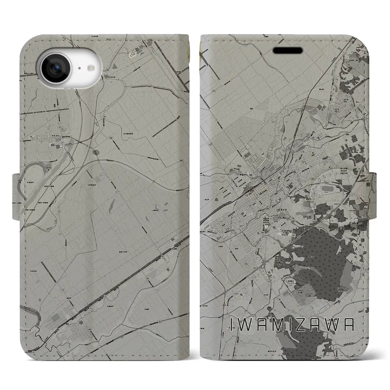 【岩見沢(北海道)】地図柄iPhoneケース(手帳タイプ)
