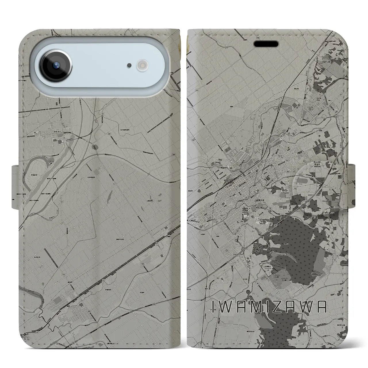 【岩見沢(北海道)】地図柄iPhoneケース(手帳タイプ)