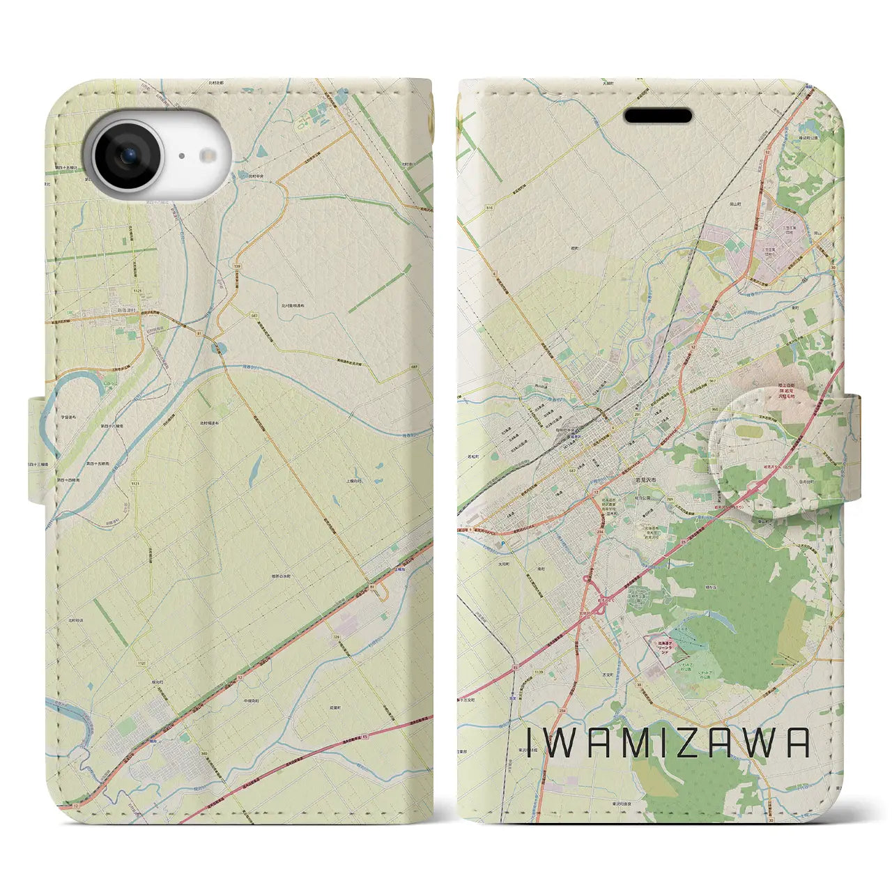 【岩見沢(北海道)】地図柄iPhoneケース(手帳タイプ)