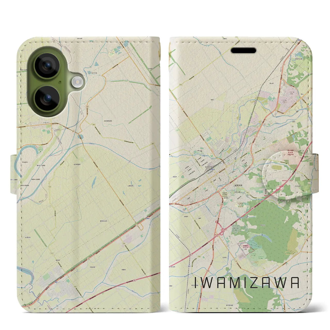 【岩見沢(北海道)】地図柄iPhoneケース(手帳タイプ)