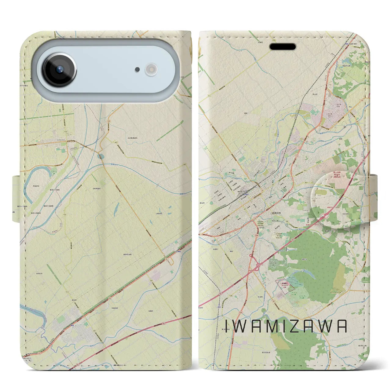 【岩見沢(北海道)】地図柄iPhoneケース(手帳タイプ)