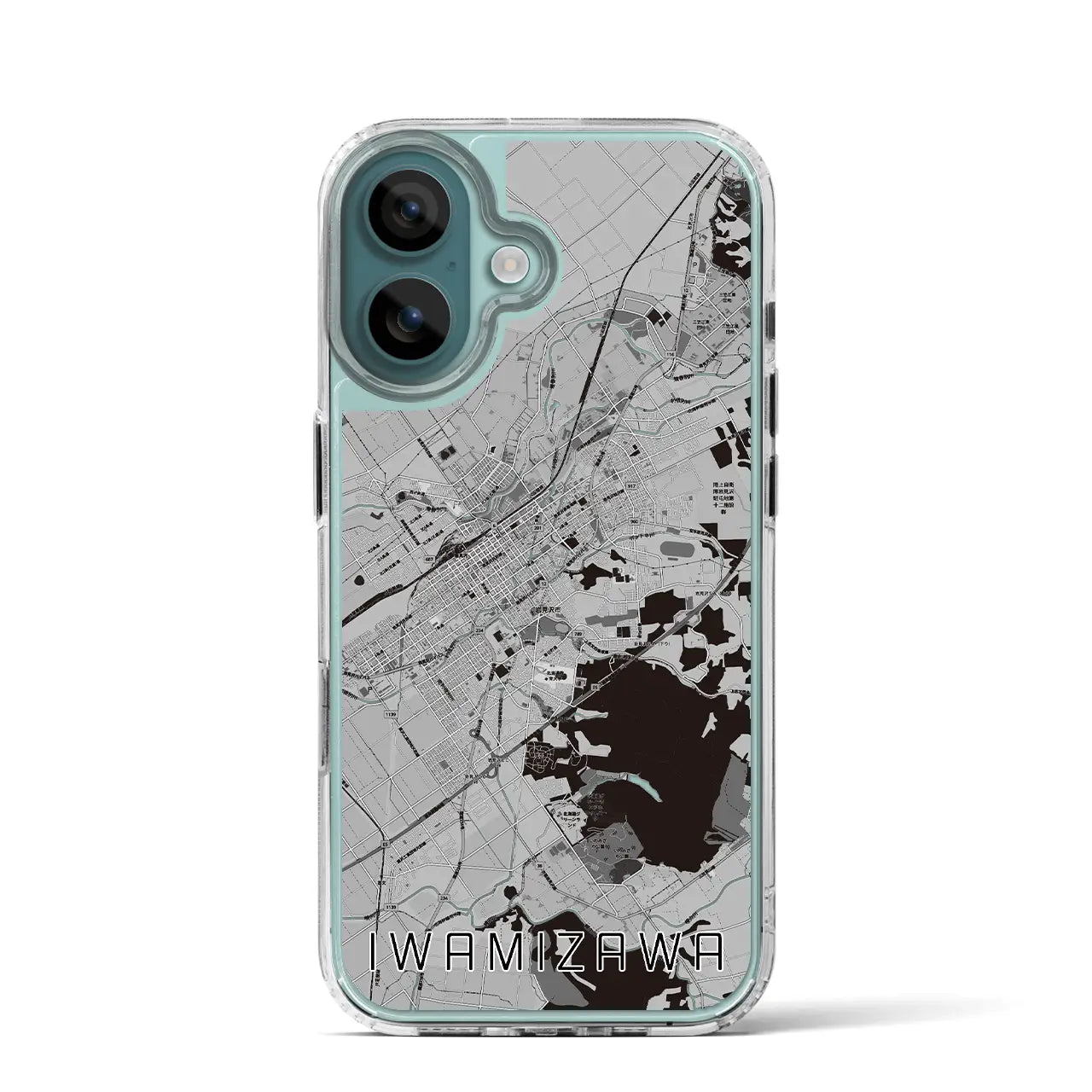 【岩見沢(北海道)】地図柄iPhoneケース(MagSafeタイプ)モノトーン・iPhone 16 Pro 用
