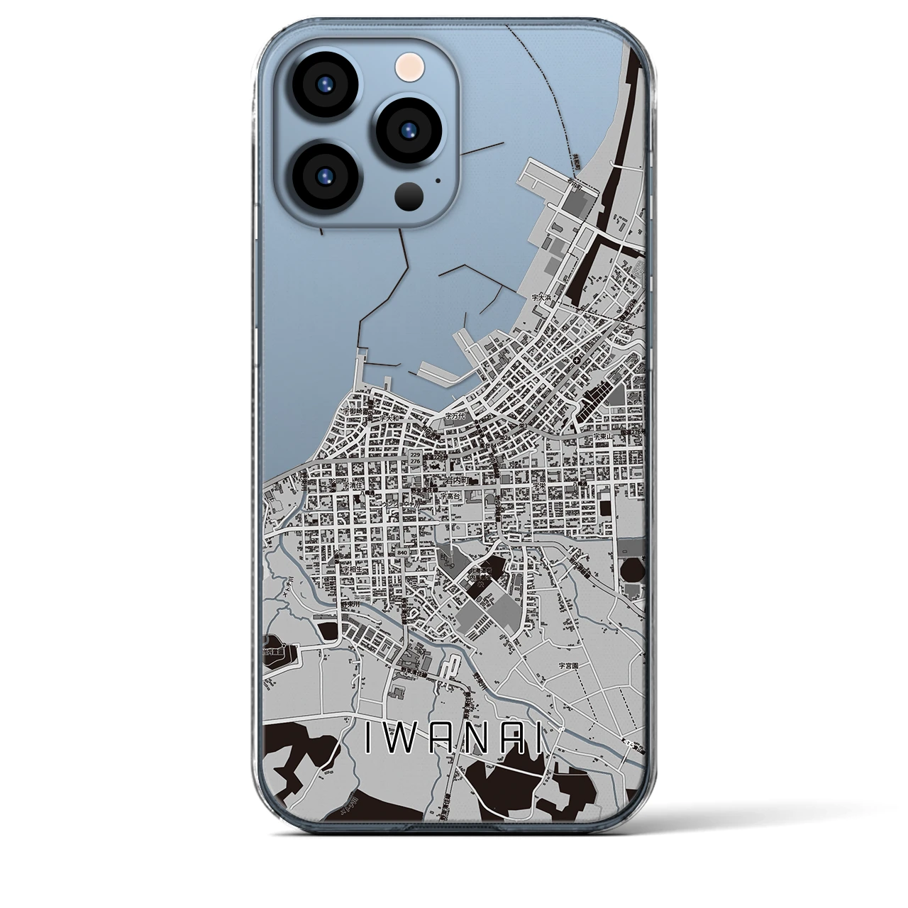 【岩内(北海道)】地図柄iPhoneケース(クリアタイプ)