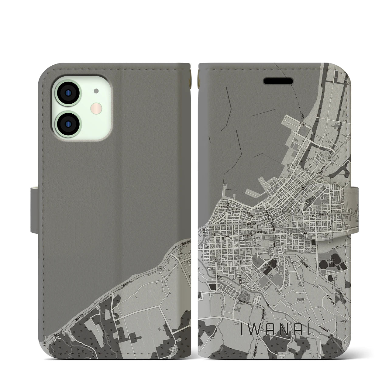 【岩内(北海道)】地図柄iPhoneケース(手帳タイプ)