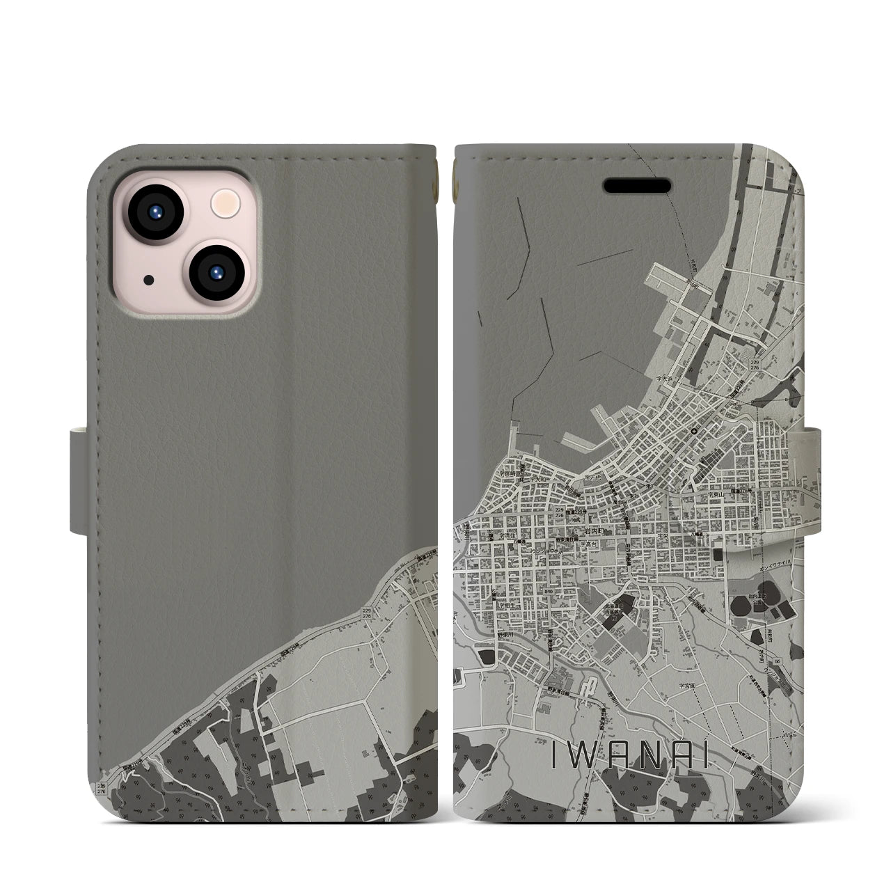 【岩内(北海道)】地図柄iPhoneケース(手帳タイプ)