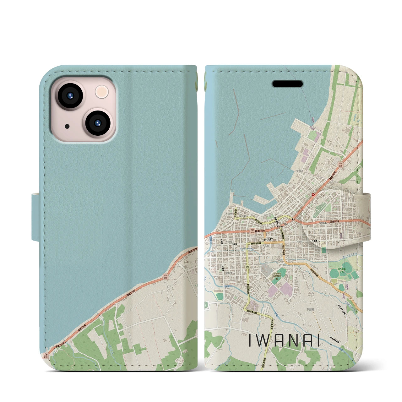 【岩内(北海道)】地図柄iPhoneケース(手帳タイプ)