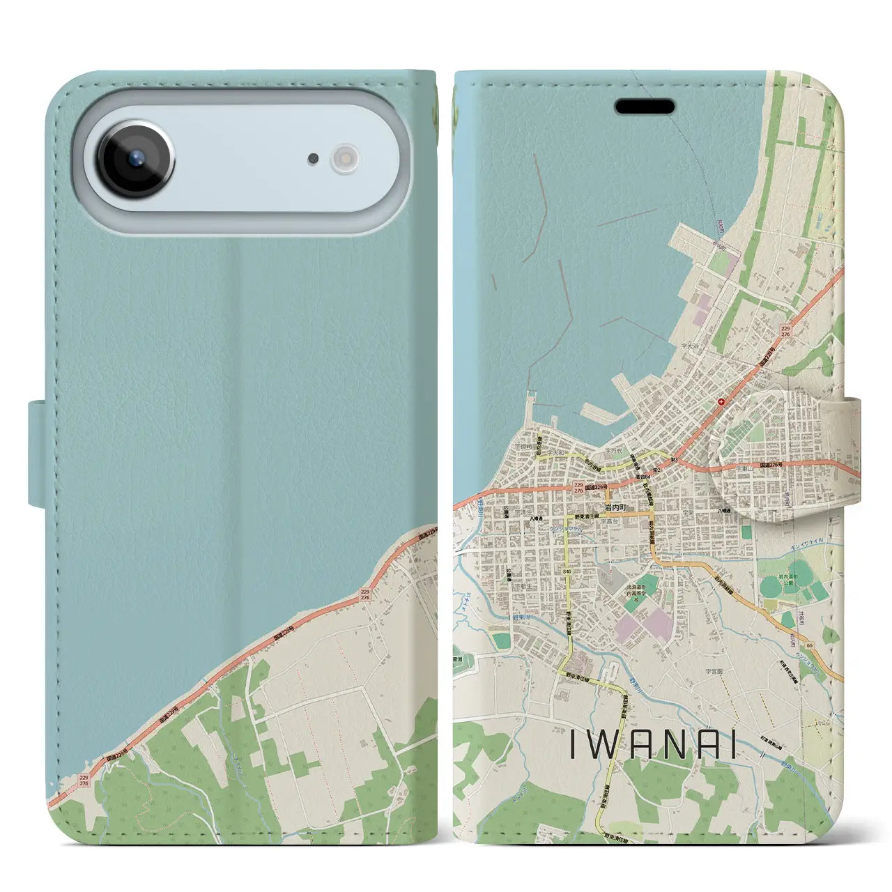 【岩内(北海道)】地図柄iPhoneケース(手帳タイプ)