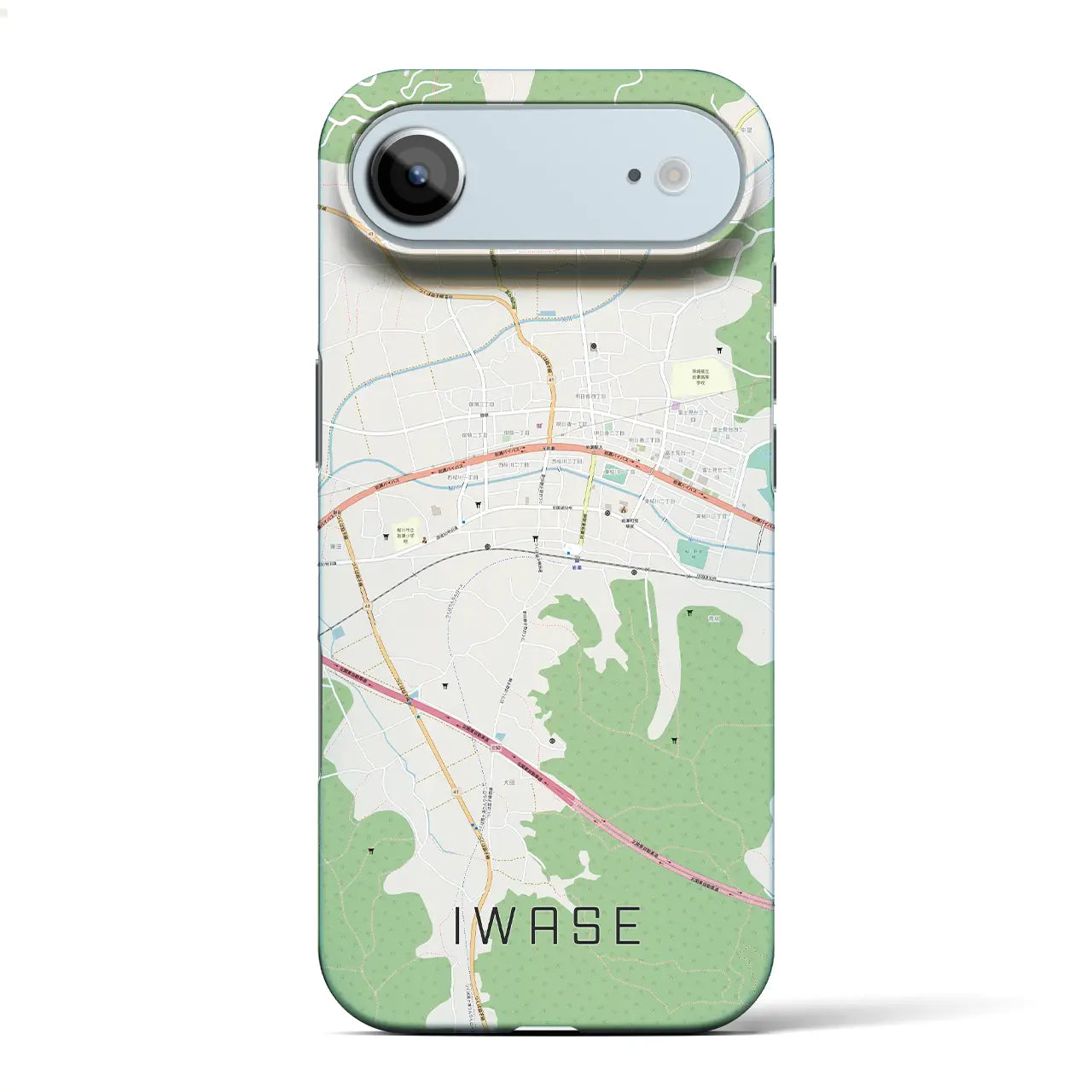 【岩瀬(茨城県)】地図柄iPhoneケース(バックカバータイプ)ブラック・iPhone 17 Pro Max 用