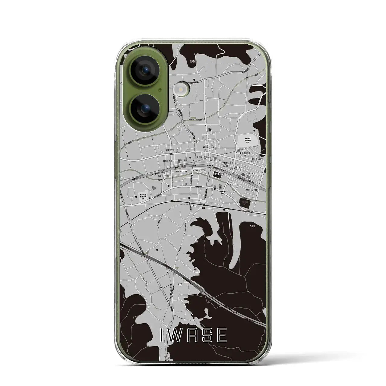 【岩瀬(茨城県)】地図柄iPhoneケース(クリアタイプ)モノトーン・iPhone 17 Pro Max 用