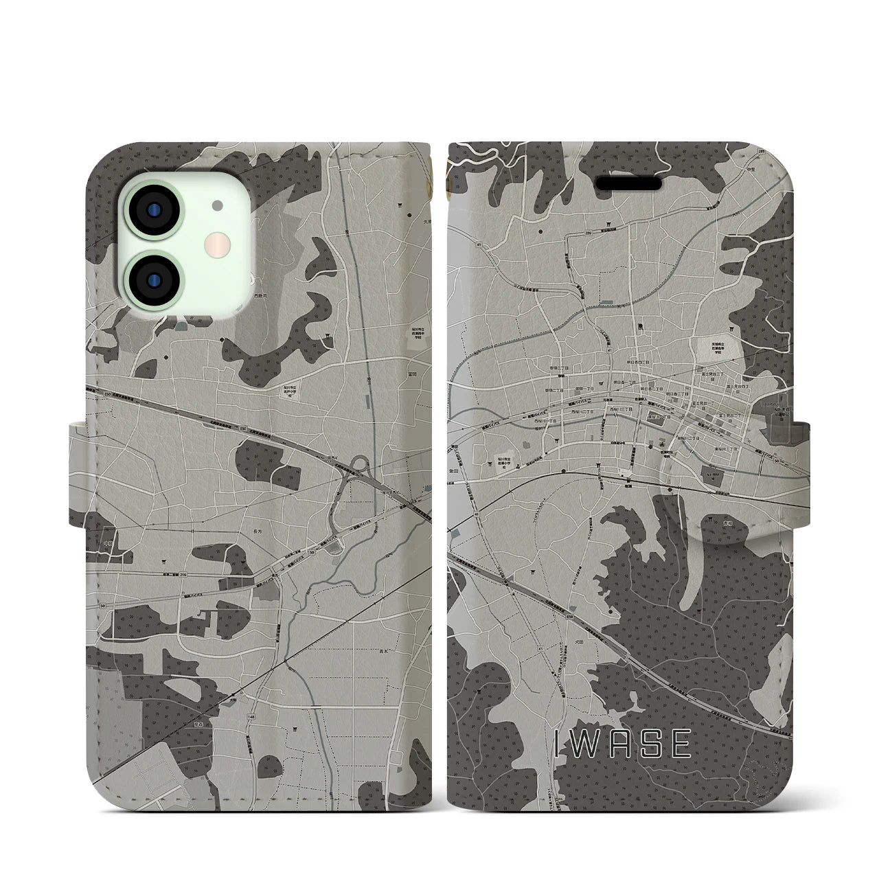 【岩瀬(茨城県)】地図柄iPhoneケース(手帳タイプ)