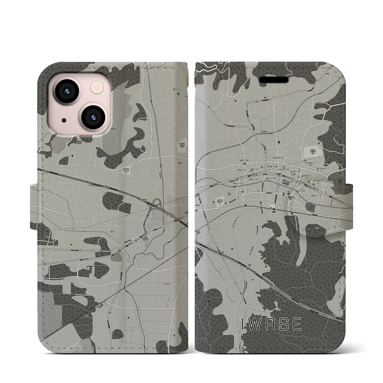 【岩瀬(茨城県)】地図柄iPhoneケース(手帳タイプ)