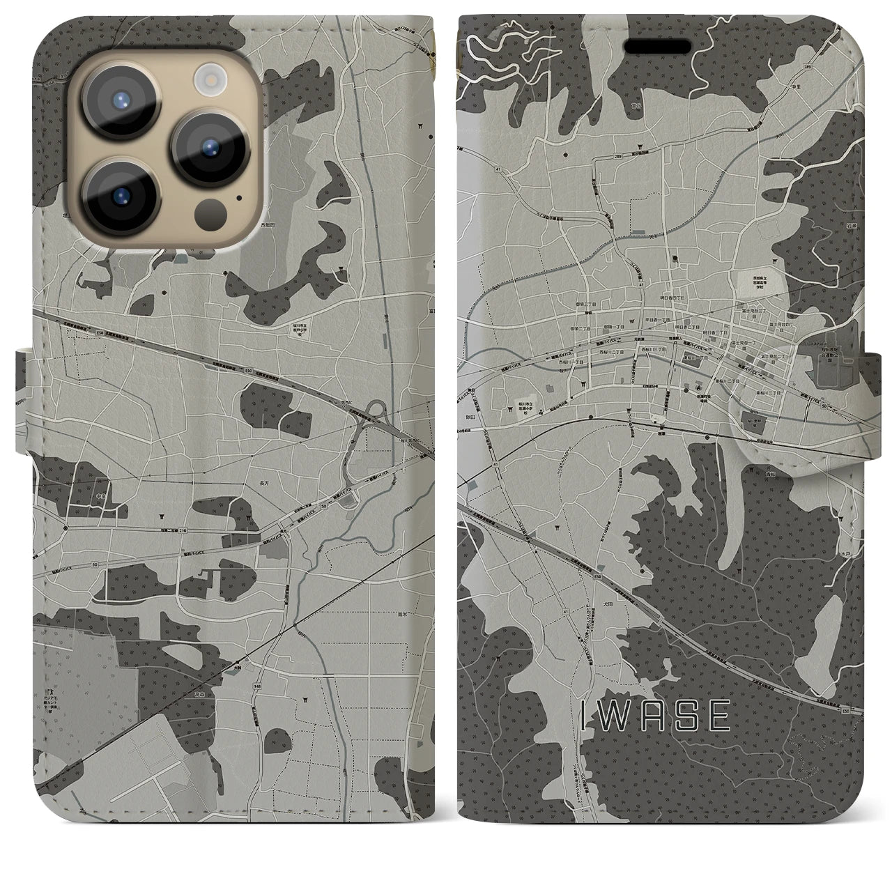 【岩瀬(茨城県)】地図柄iPhoneケース(手帳タイプ)