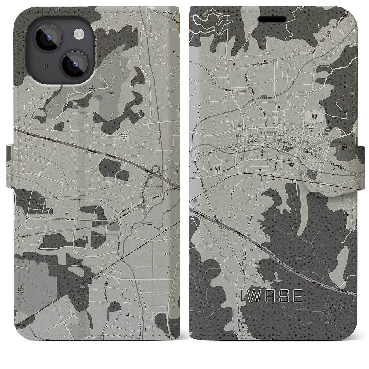 【岩瀬(茨城県)】地図柄iPhoneケース(手帳タイプ)