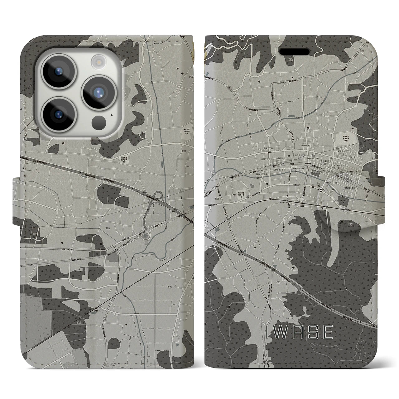 【岩瀬(茨城県)】地図柄iPhoneケース(手帳タイプ)