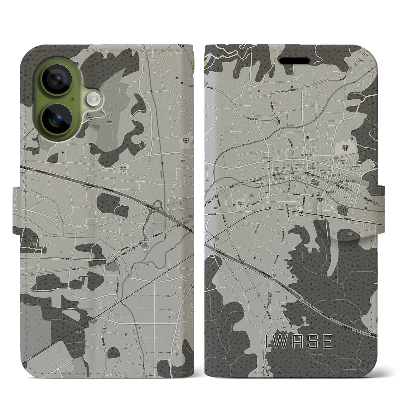 【岩瀬(茨城県)】地図柄iPhoneケース(手帳タイプ)