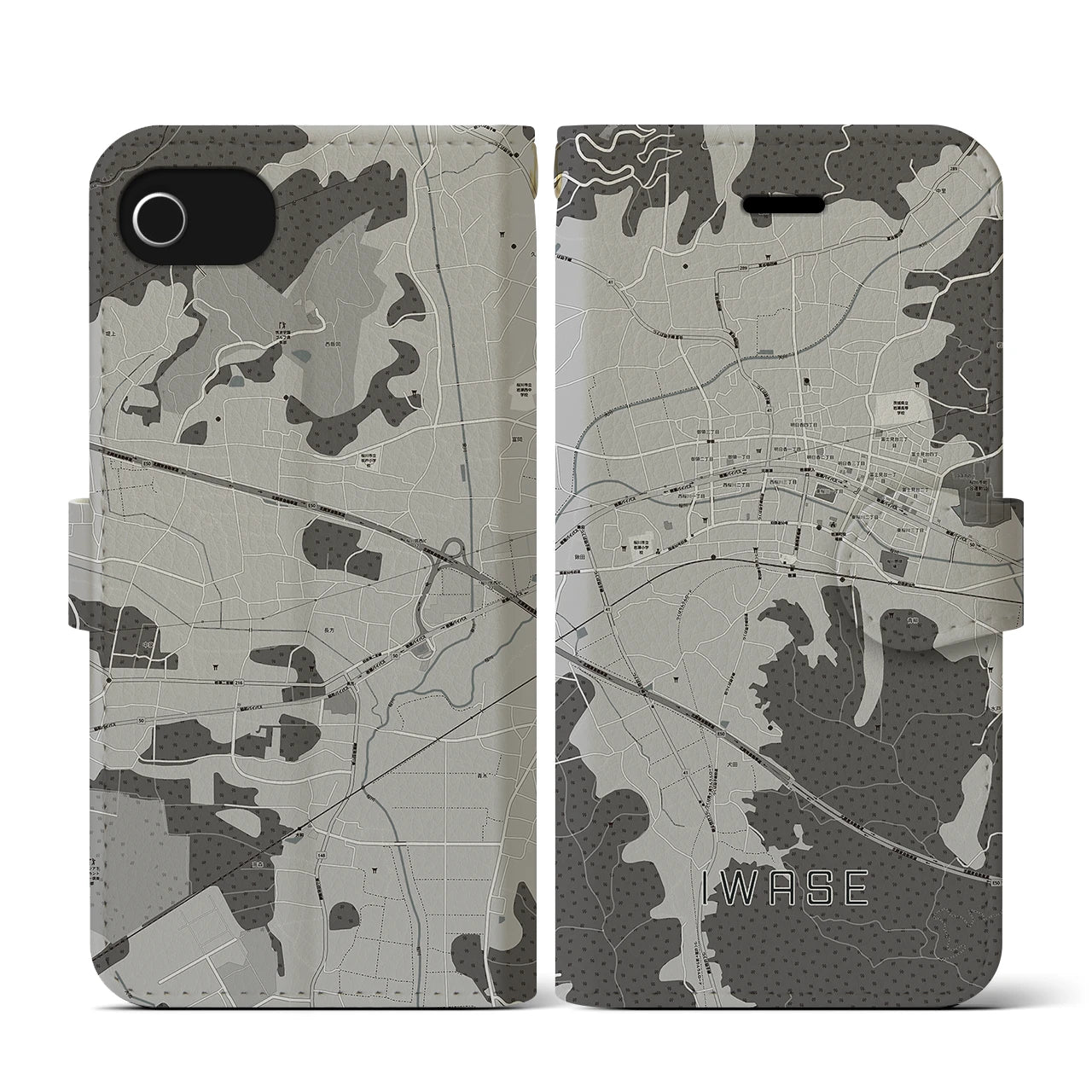 【岩瀬(茨城県)】地図柄iPhoneケース(手帳タイプ)