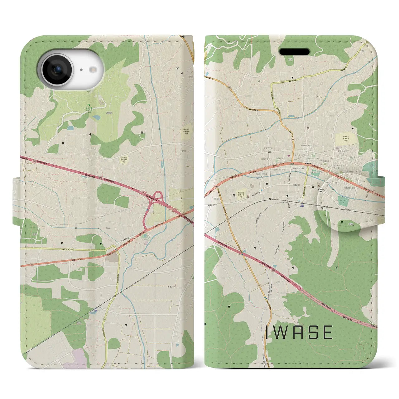 【岩瀬(茨城県)】地図柄iPhoneケース(手帳タイプ)