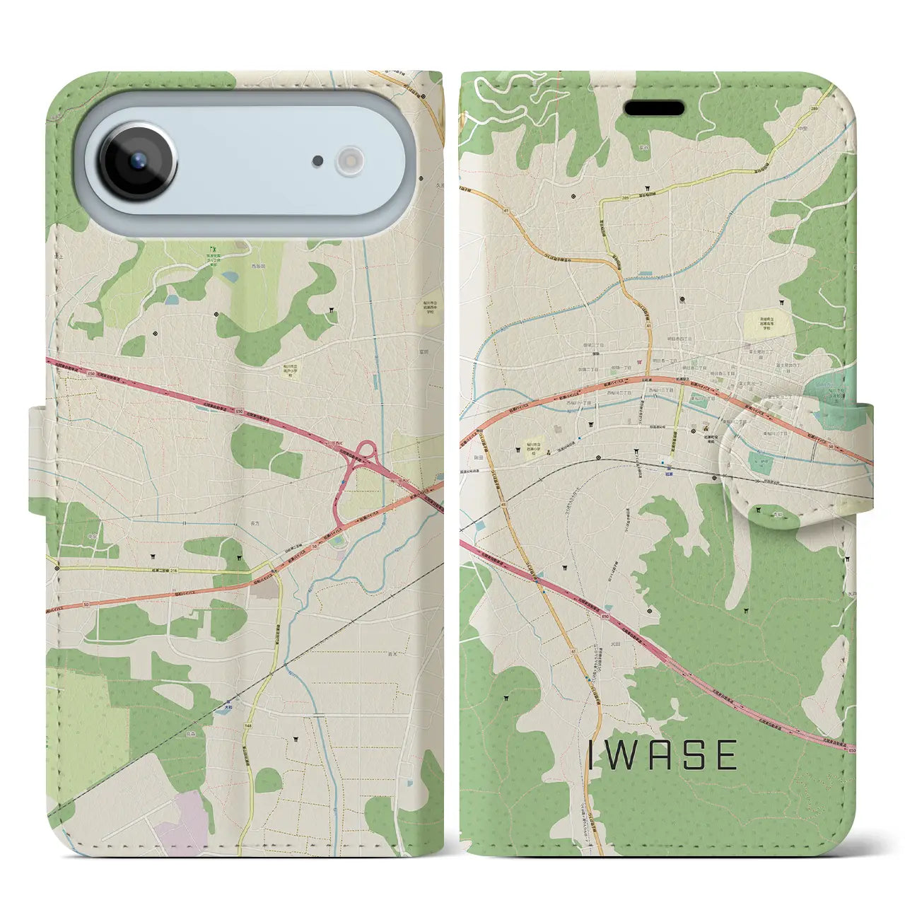 【岩瀬(茨城県)】地図柄iPhoneケース(手帳タイプ)