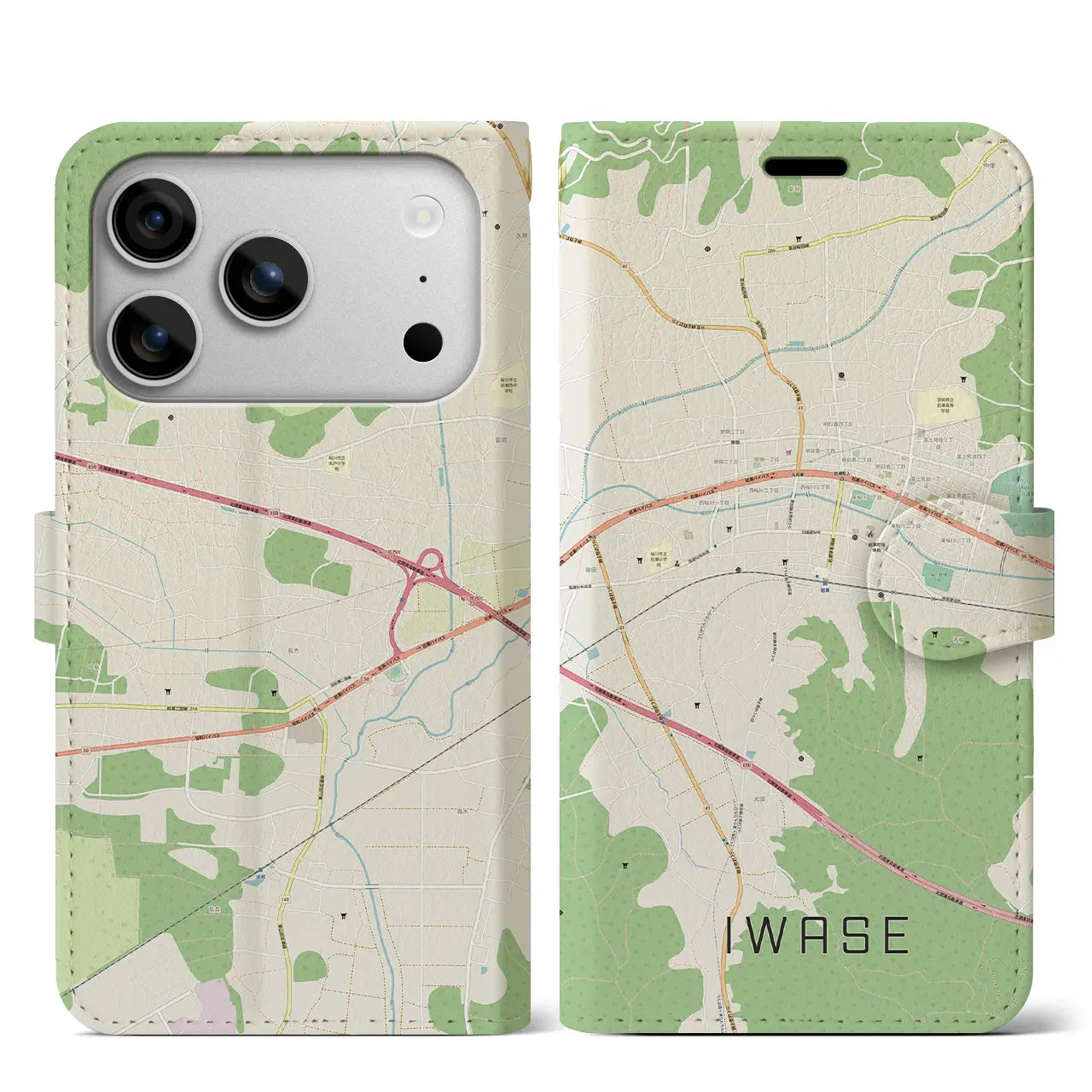 【岩瀬(茨城県)】地図柄iPhoneケース(手帳タイプ)