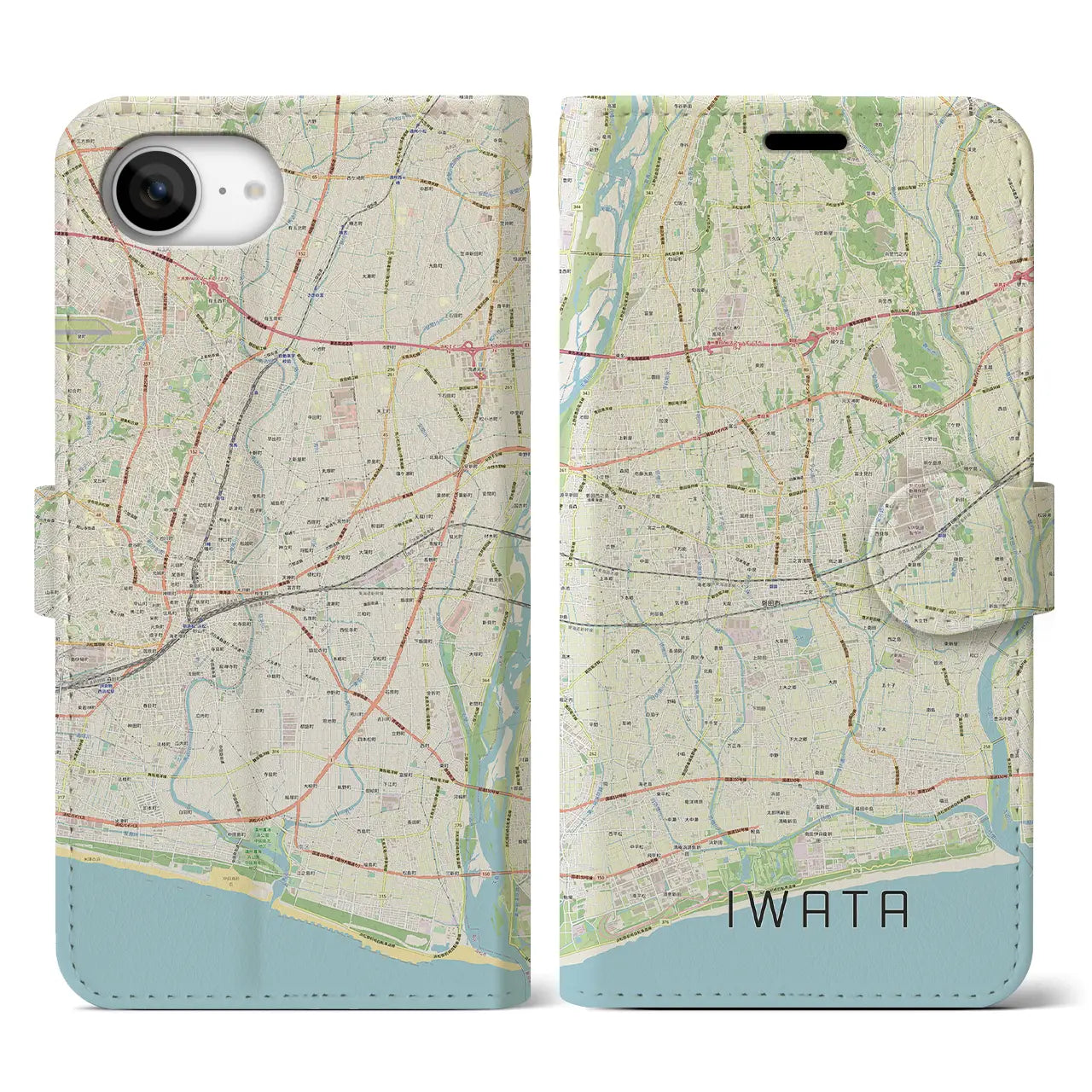 【磐田(静岡県)】地図柄iPhoneケース(手帳タイプ)