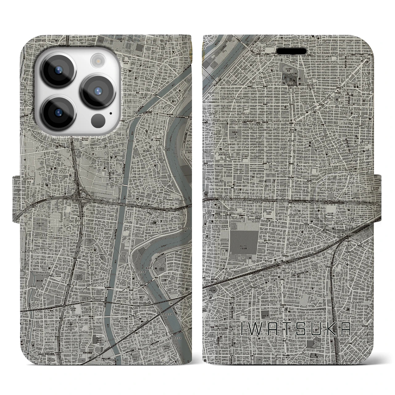 【岩塚(愛知県)】地図柄iPhoneケース(手帳タイプ)