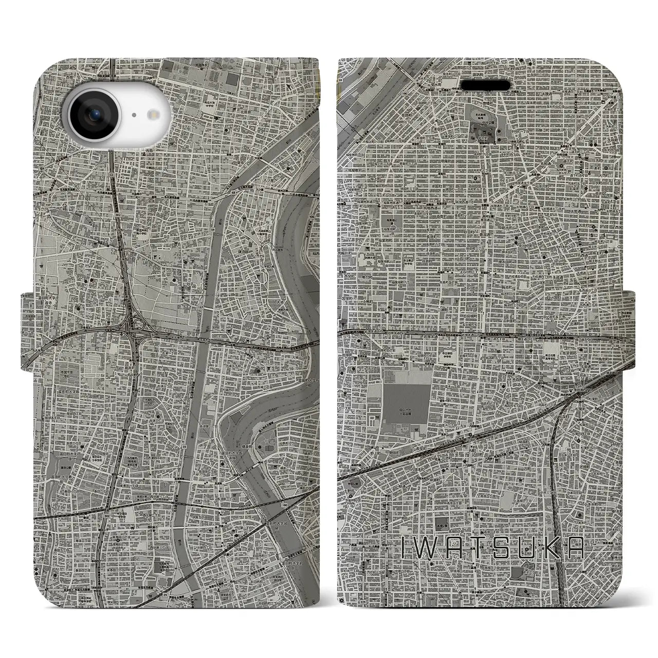 【岩塚(愛知県)】地図柄iPhoneケース(手帳タイプ)