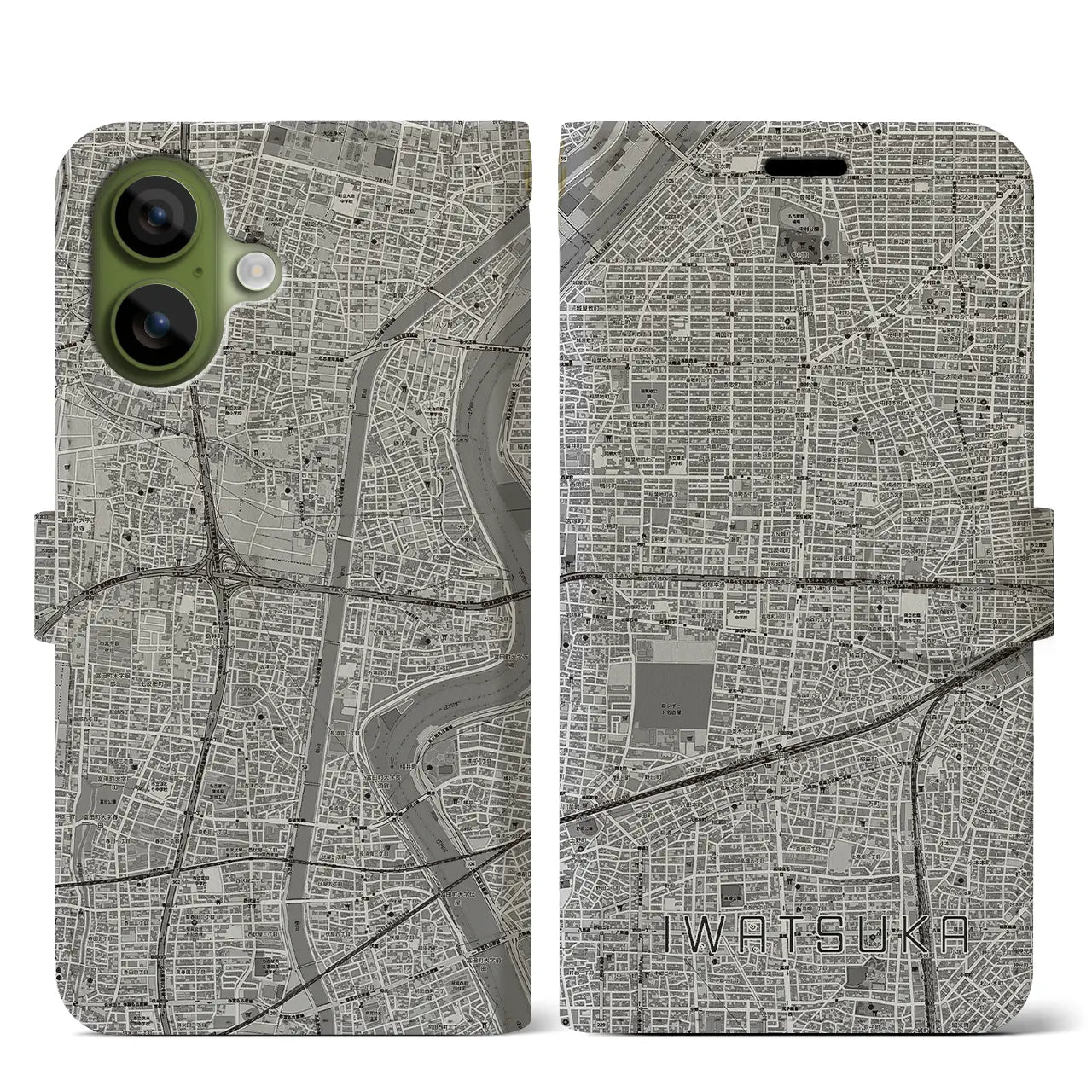 【岩塚(愛知県)】地図柄iPhoneケース(手帳タイプ)