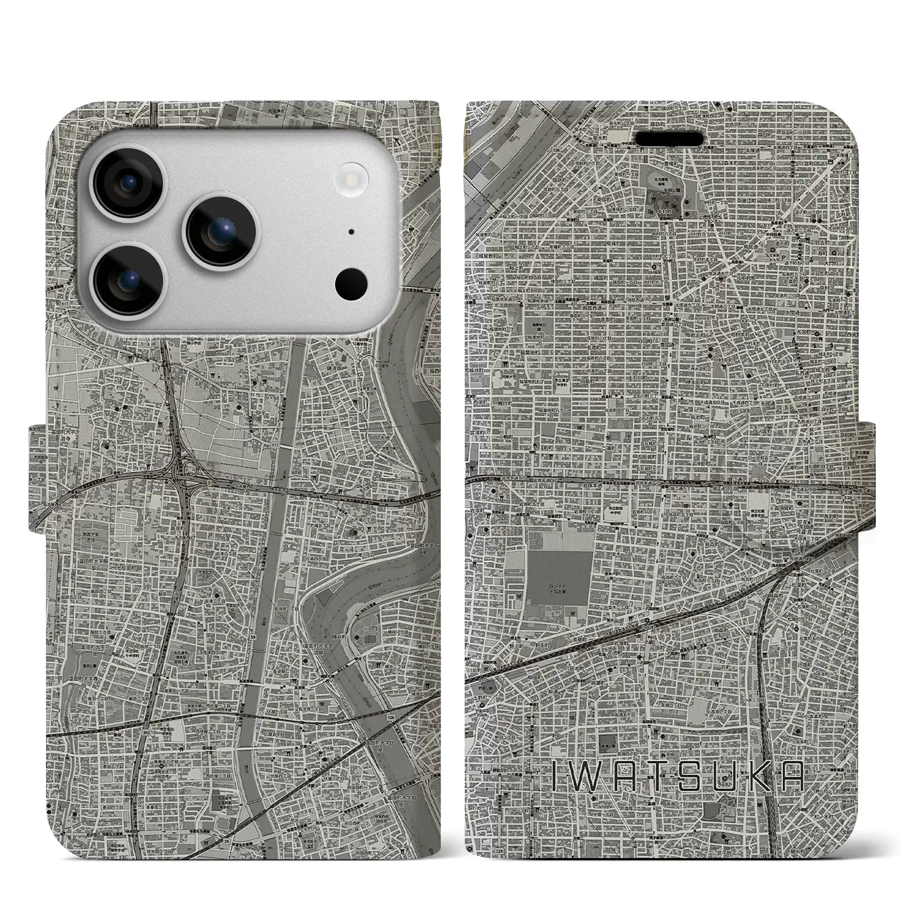 【岩塚(愛知県)】地図柄iPhoneケース(手帳タイプ)