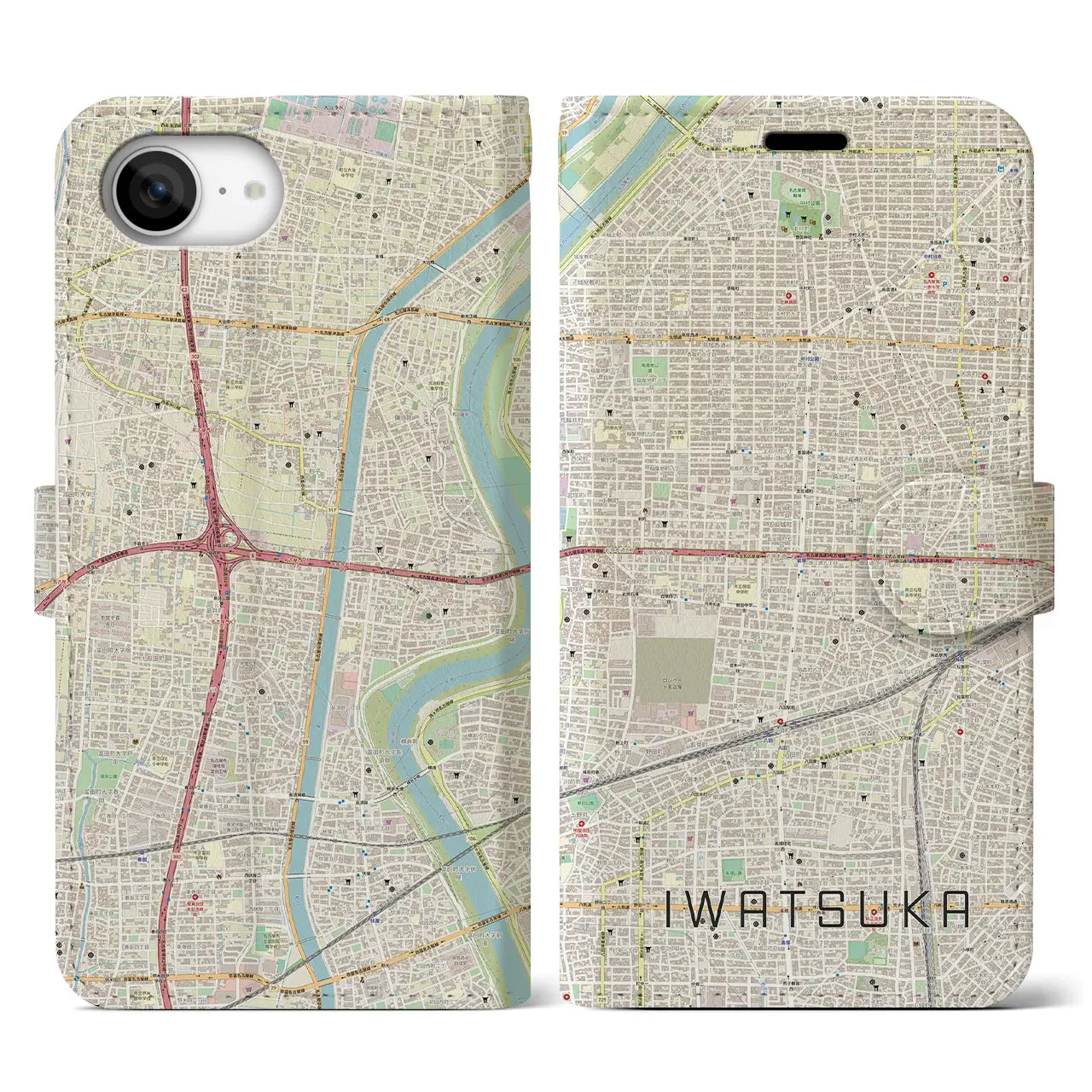 【岩塚(愛知県)】地図柄iPhoneケース(手帳タイプ)