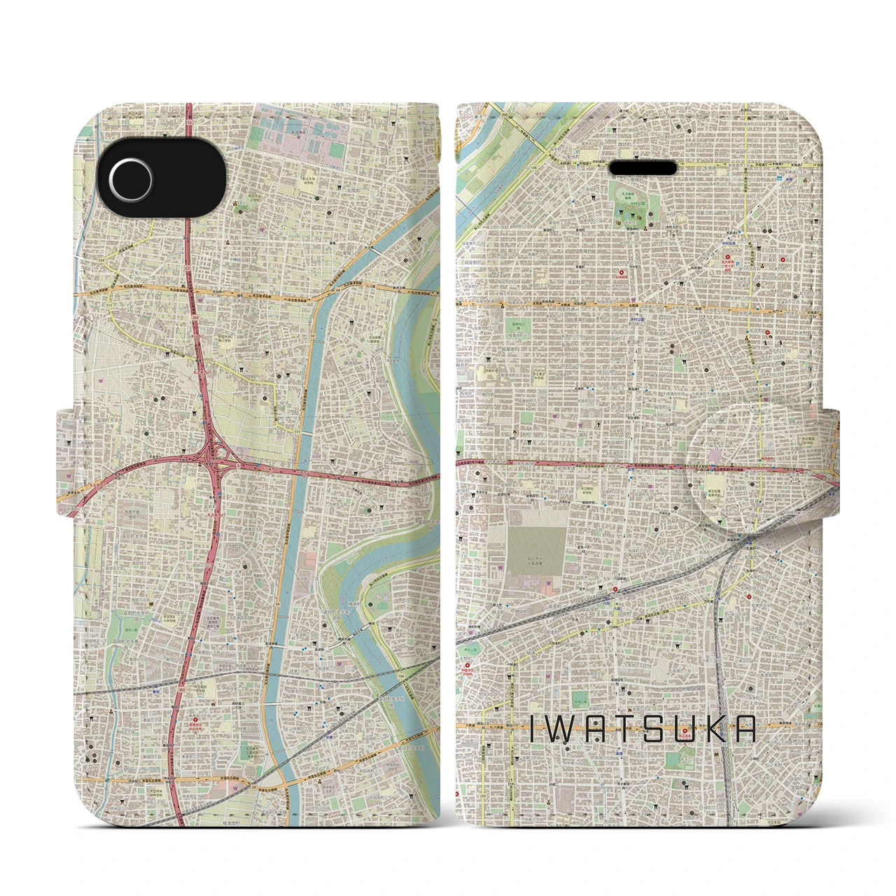【岩塚(愛知県)】地図柄iPhoneケース(手帳タイプ)