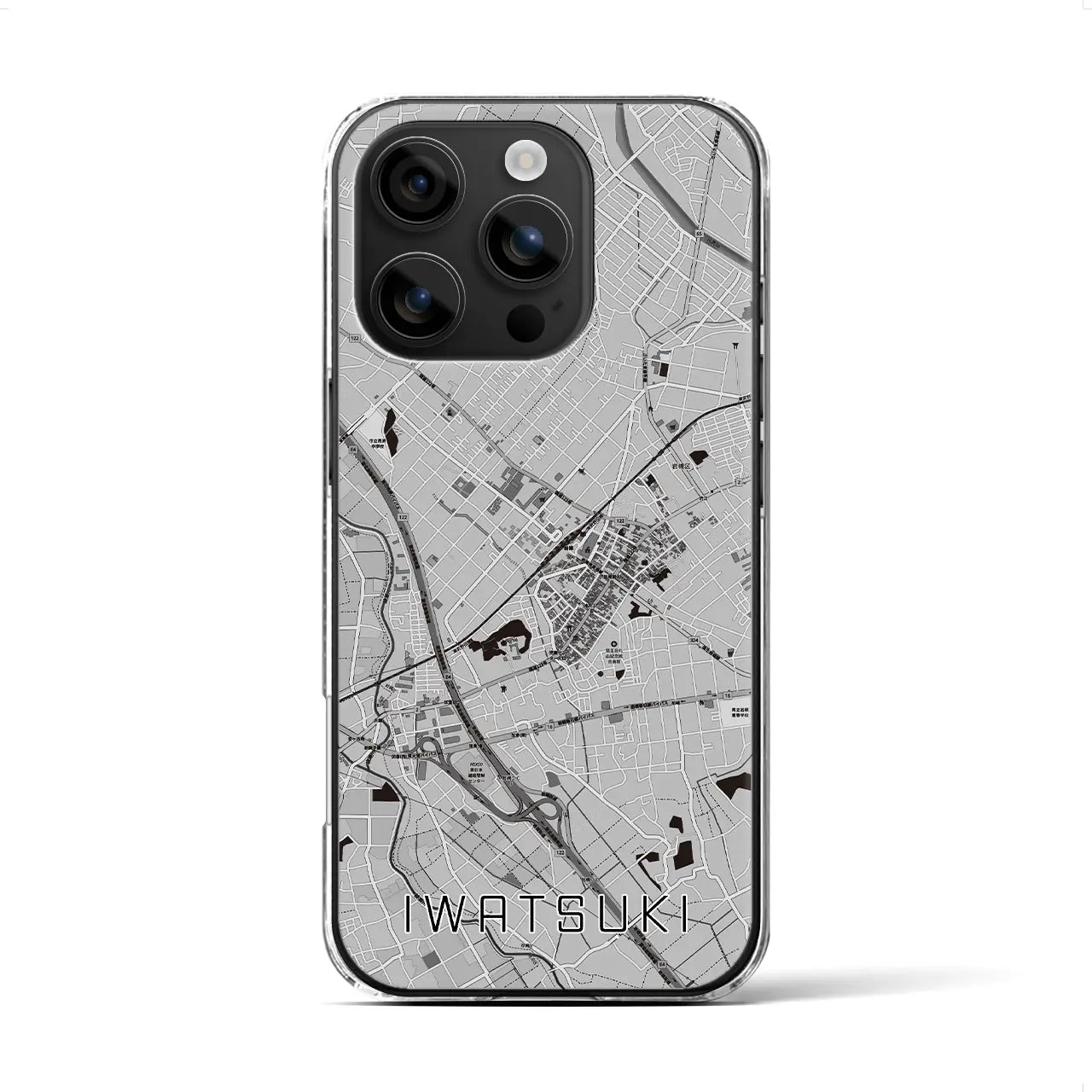 【岩槻(埼玉県)】地図柄iPhoneケース(クリアタイプ)モノトーン・iPhone 16 用