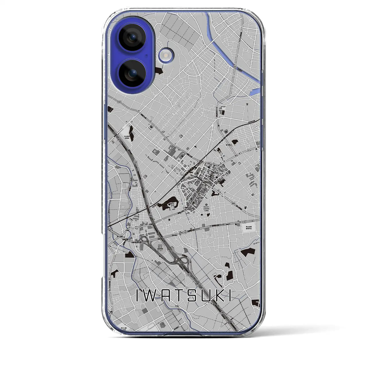 【岩槻(埼玉県)】地図柄iPhoneケース(クリアタイプ)モノトーン・iPhone 16 Pro Max 用