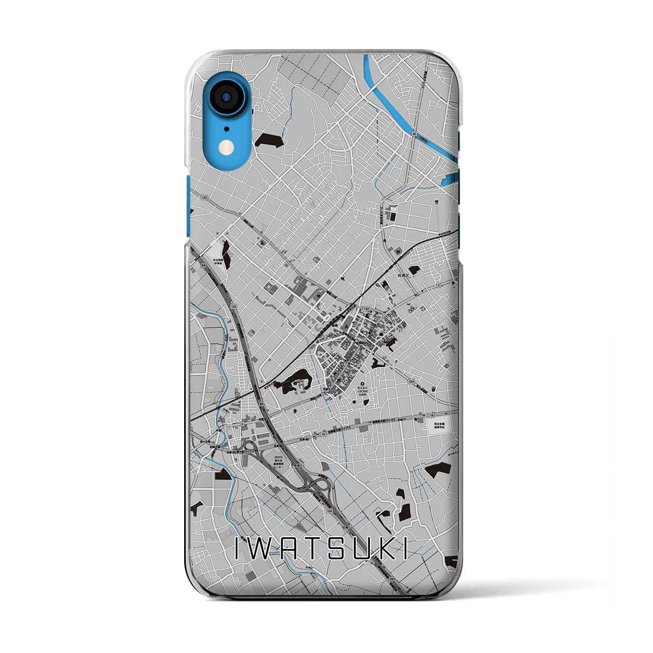 【岩槻(埼玉県)】地図柄iPhoneケース(クリアタイプ)モノトーン・iPhone XR 用