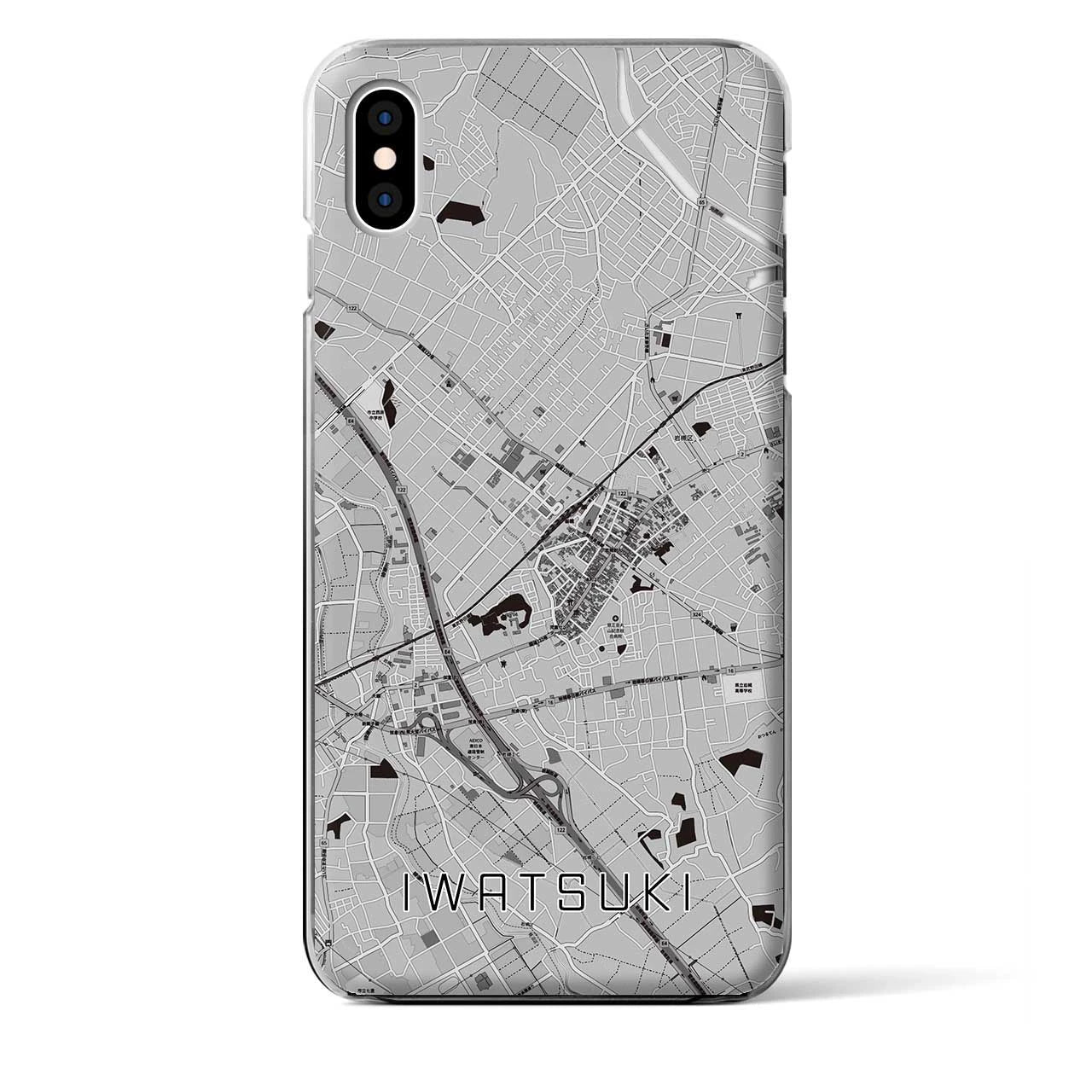 【岩槻(埼玉県)】地図柄iPhoneケース(クリアタイプ)モノトーン・iPhone XS Max 用