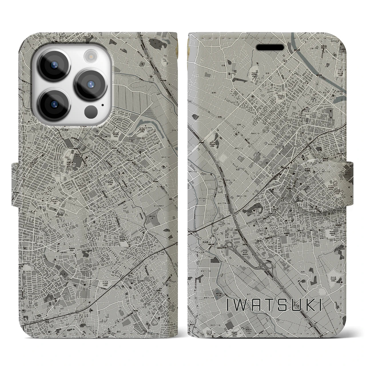 【岩槻(埼玉県)】地図柄iPhoneケース(手帳タイプ)