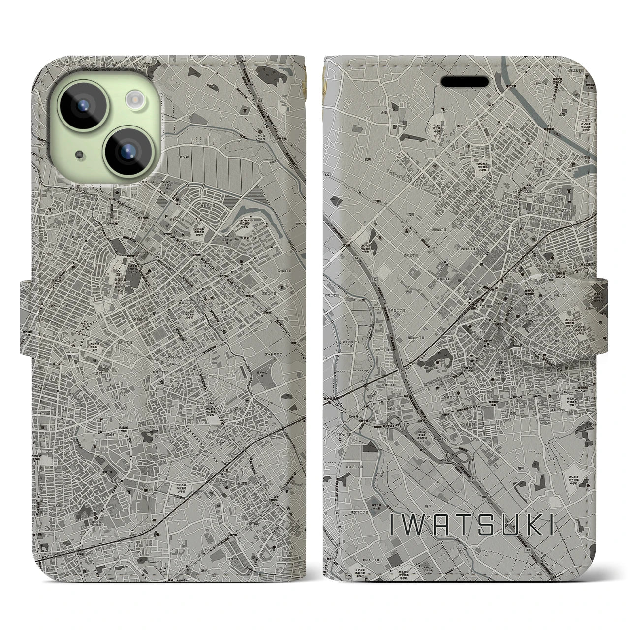 【岩槻(埼玉県)】地図柄iPhoneケース(手帳タイプ)