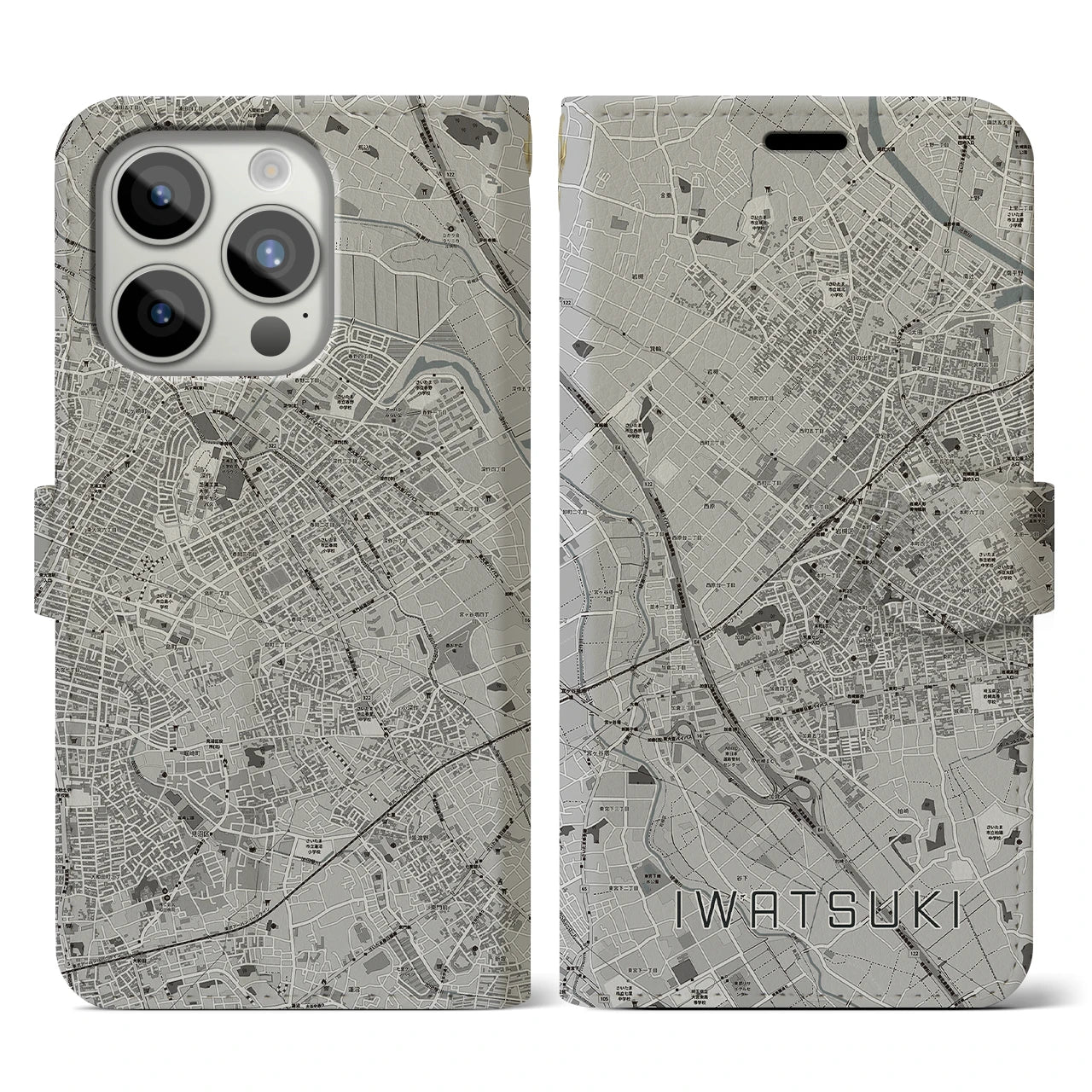 【岩槻(埼玉県)】地図柄iPhoneケース(手帳タイプ)