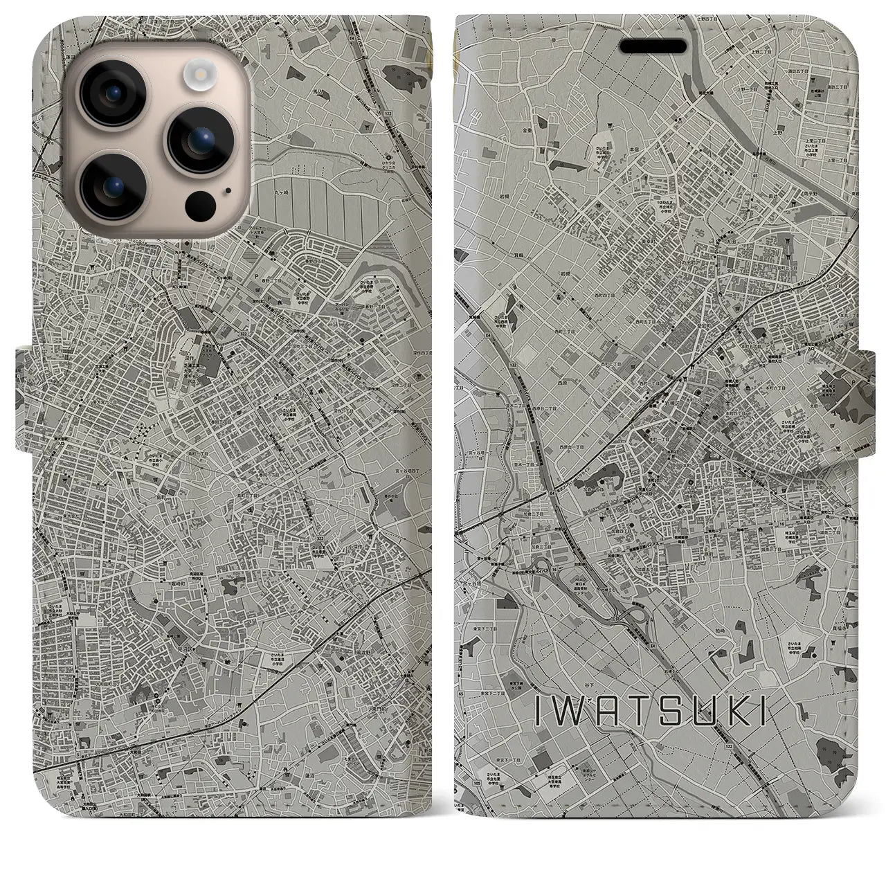 【岩槻(埼玉県)】地図柄iPhoneケース(手帳タイプ)