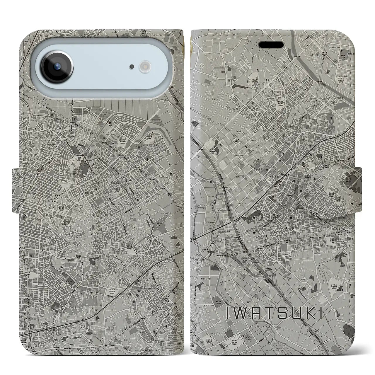 【岩槻(埼玉県)】地図柄iPhoneケース(手帳タイプ)