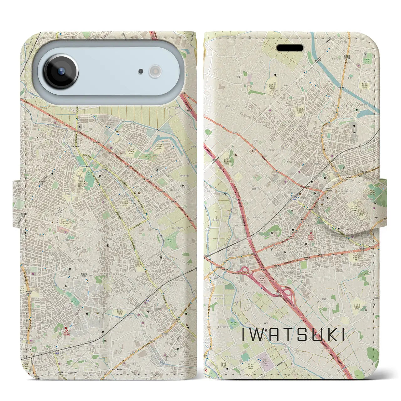 【岩槻(埼玉県)】地図柄iPhoneケース(手帳タイプ)