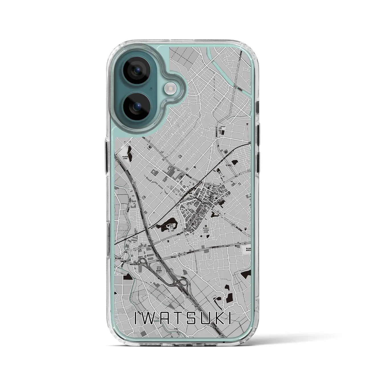 【岩槻(埼玉県)】地図柄iPhoneケース(MagSafeタイプ)モノトーン・iPhone 16 Pro 用
