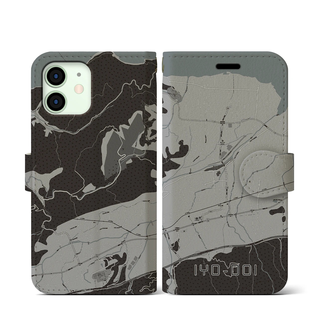 【伊予土居(愛媛県)】地図柄iPhoneケース(手帳タイプ)