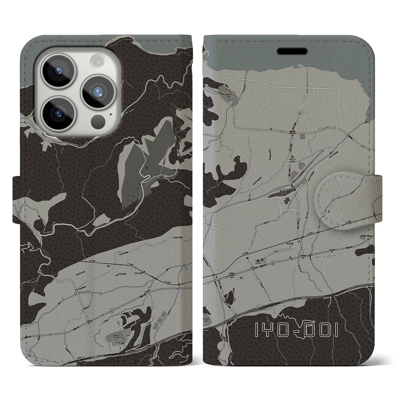 【伊予土居(愛媛県)】地図柄iPhoneケース(手帳タイプ)