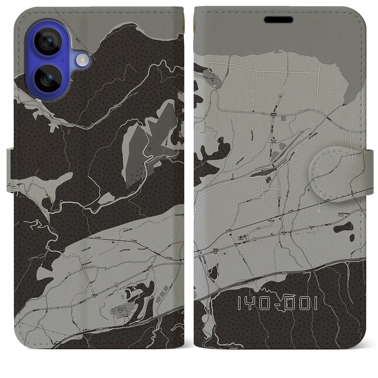 【伊予土居(愛媛県)】地図柄iPhoneケース(手帳タイプ)