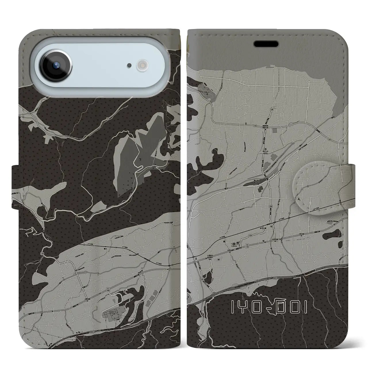【伊予土居(愛媛県)】地図柄iPhoneケース(手帳タイプ)