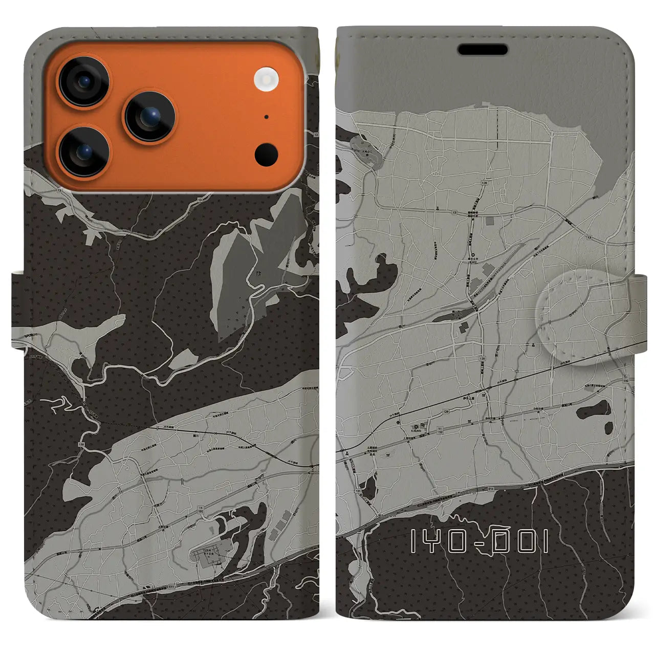 【伊予土居(愛媛県)】地図柄iPhoneケース(手帳タイプ)